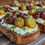 quick creamy cherry tomato and whipped ricotta crostini - featured image