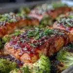 sheet pan teriyaki salmon and broccoli - featured image