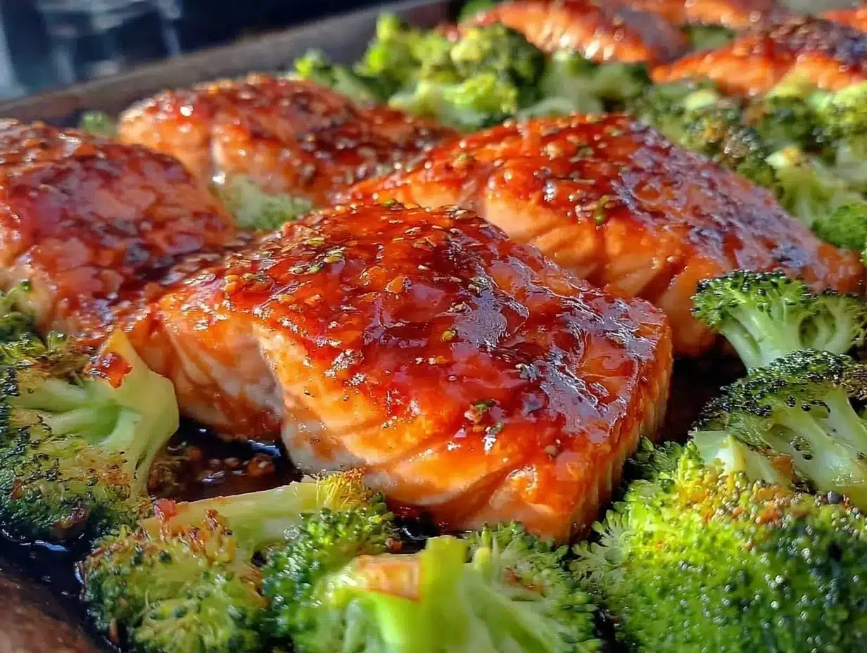 sheet pan teriyaki salmon and broccoli preparation steps