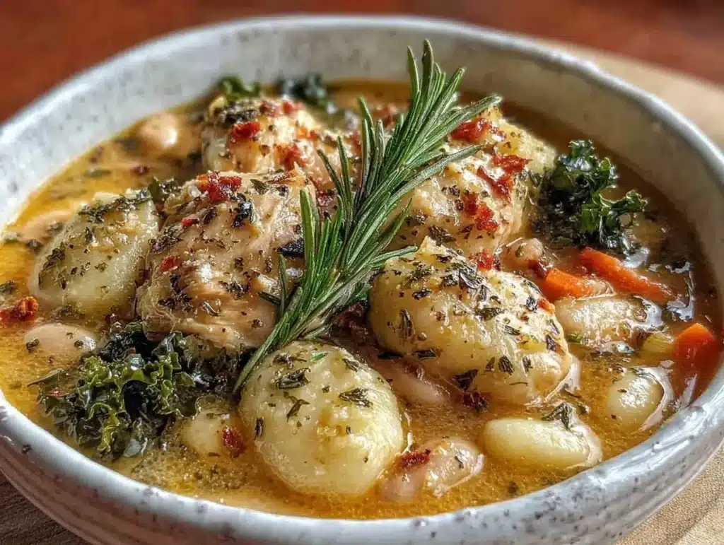 slow cooker tuscan white bean chicken soup - featured image