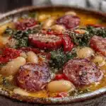 slow cooker white bean and smoked sausage soup - featured image