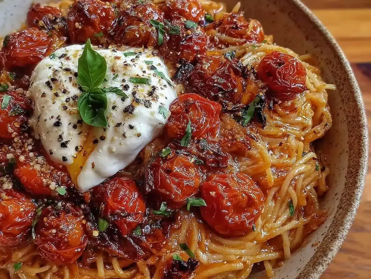 slow-roasted cherry tomato pasta with burrata preparation steps