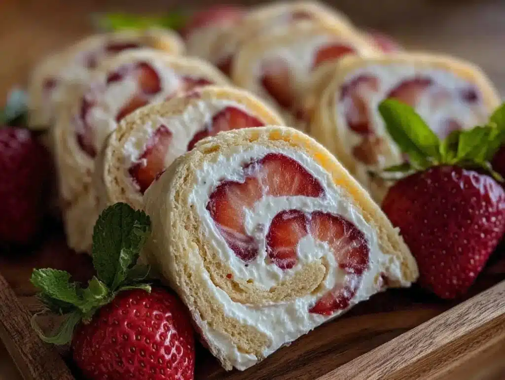 strawberry cream cheese pinwheel wraps - featured image