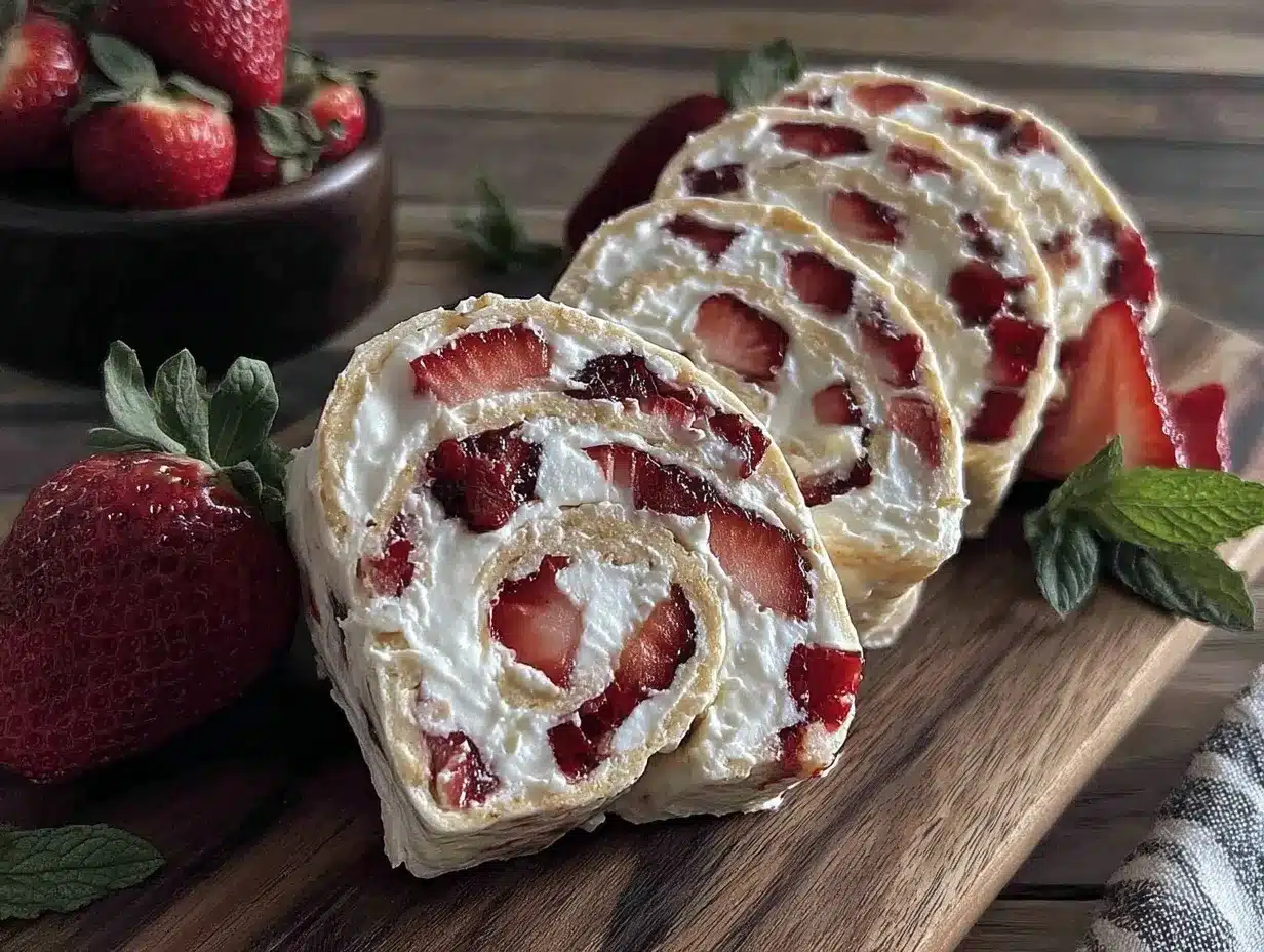 strawberry cream cheese pinwheel wraps preparation steps