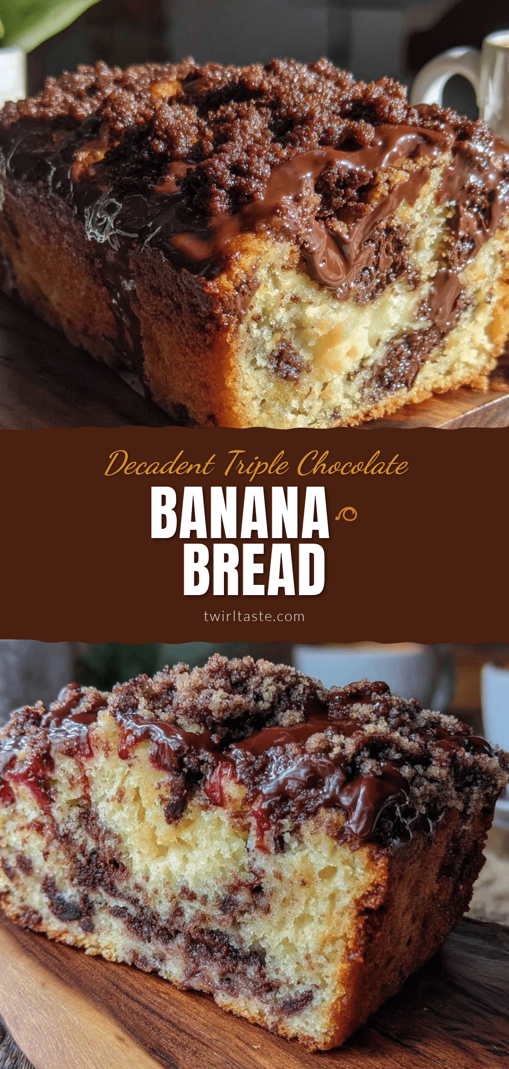 triple chocolate chunk banana bread recipe