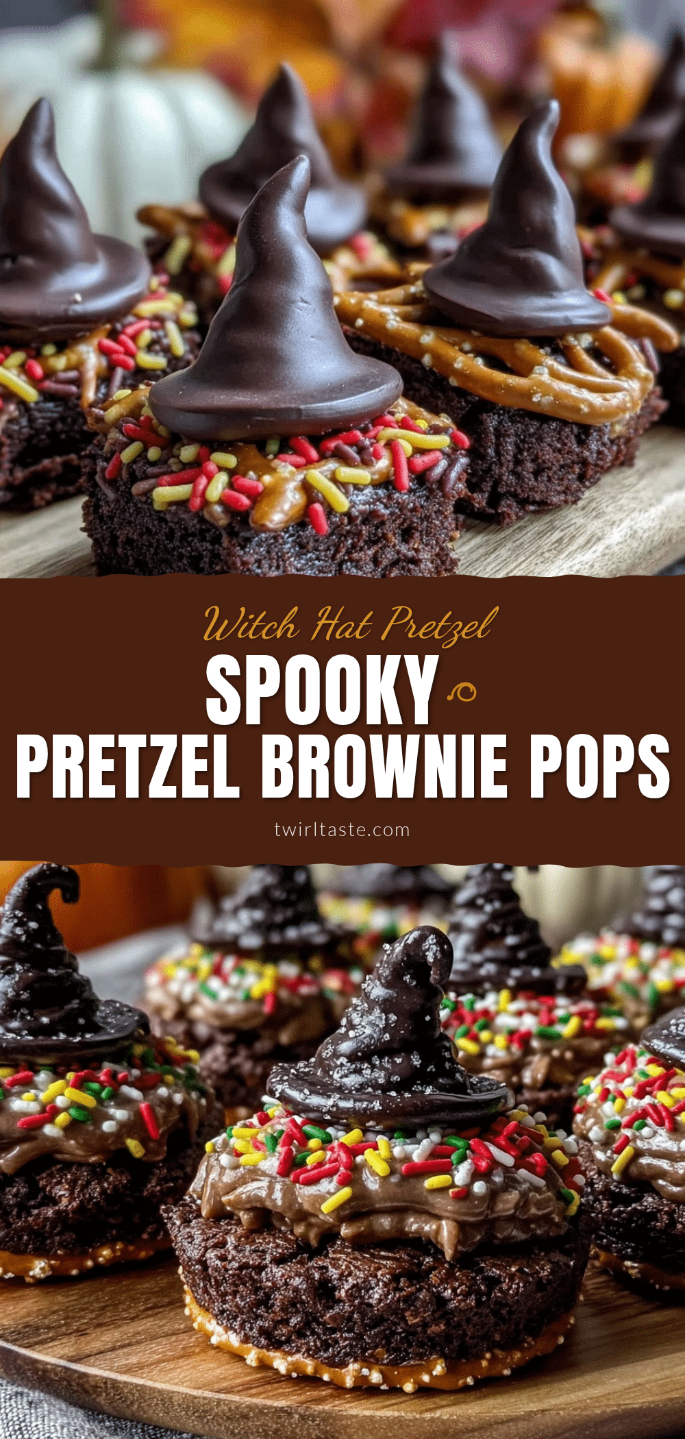 witch hat pretzel brownie pops recipe