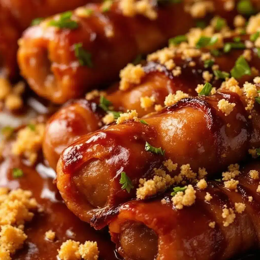 bacon-wrapped smokies with brown sugar glaze - featured image