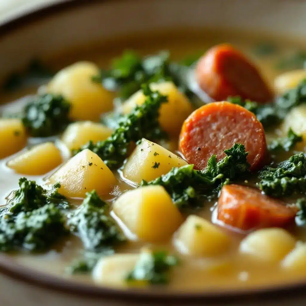 cozy sausage and potato soup with kale - featured image