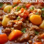cozy slow cooker beef vegetable soup - featured image