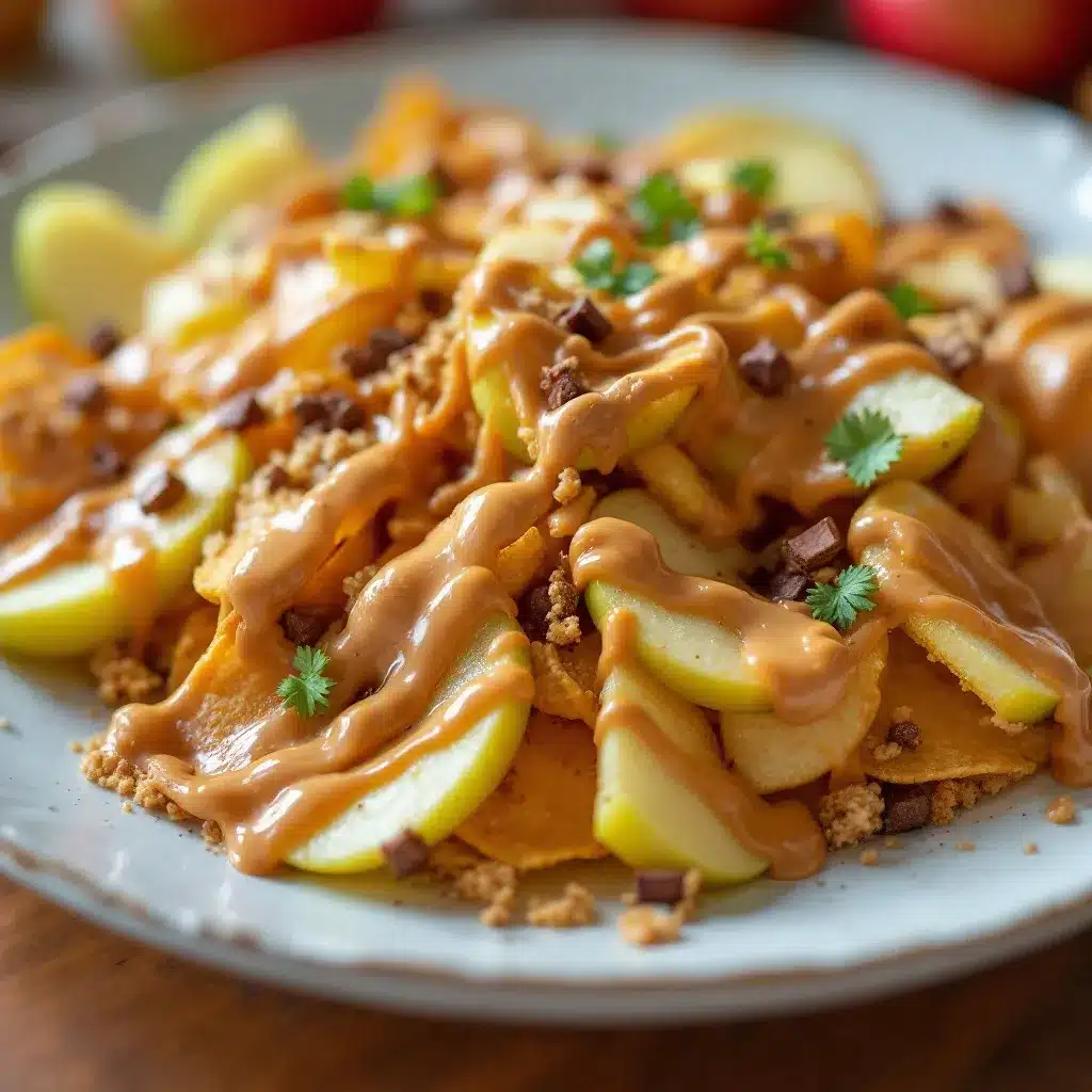 easy apple nachos with peanut butter drizzle preparation steps