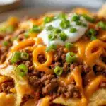 game day loaded nacho bar with ground beef - featured image