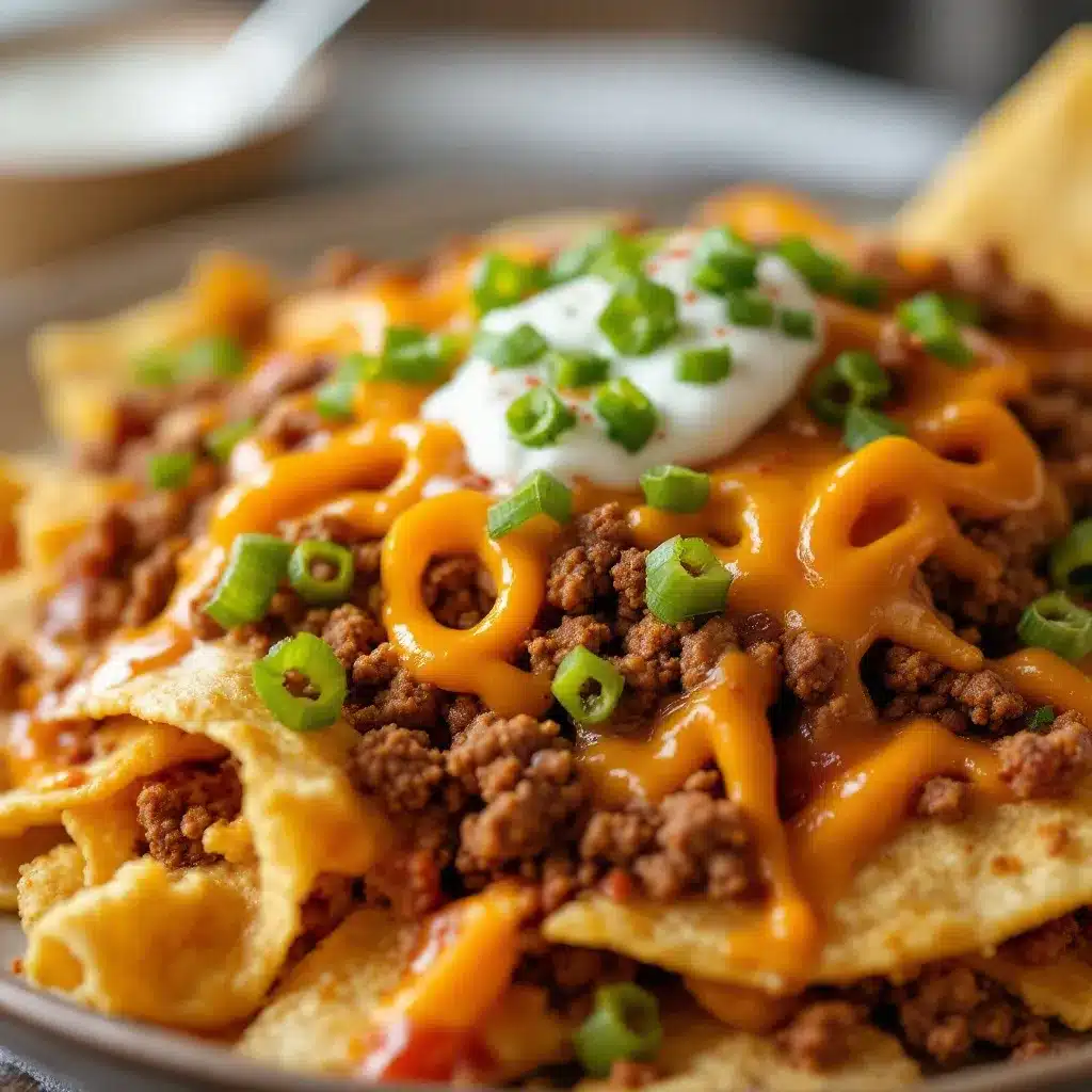 game day loaded nacho bar with ground beef preparation steps
