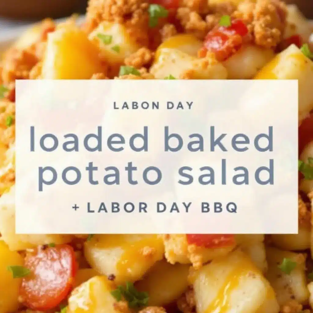 loaded baked potato salad for BBQ - featured image
