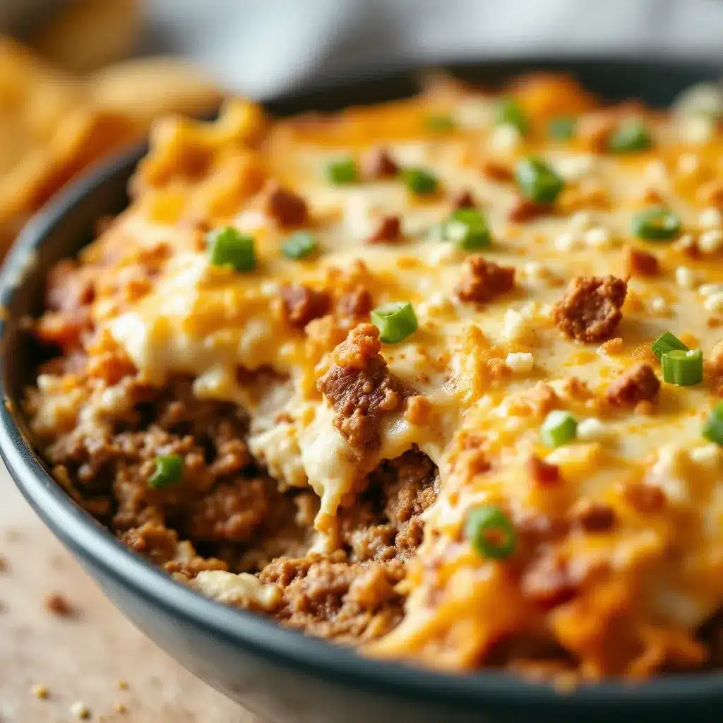 7-layer game day dip with ground beef preparation steps