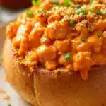 buffalo chicken dip stuffed bread bowl - featured image