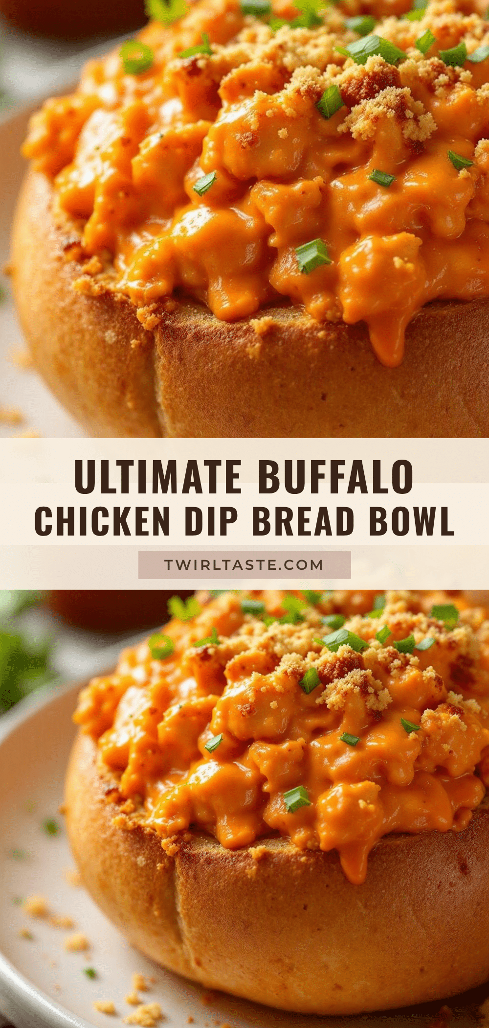 buffalo chicken dip stuffed bread bowl recipe
