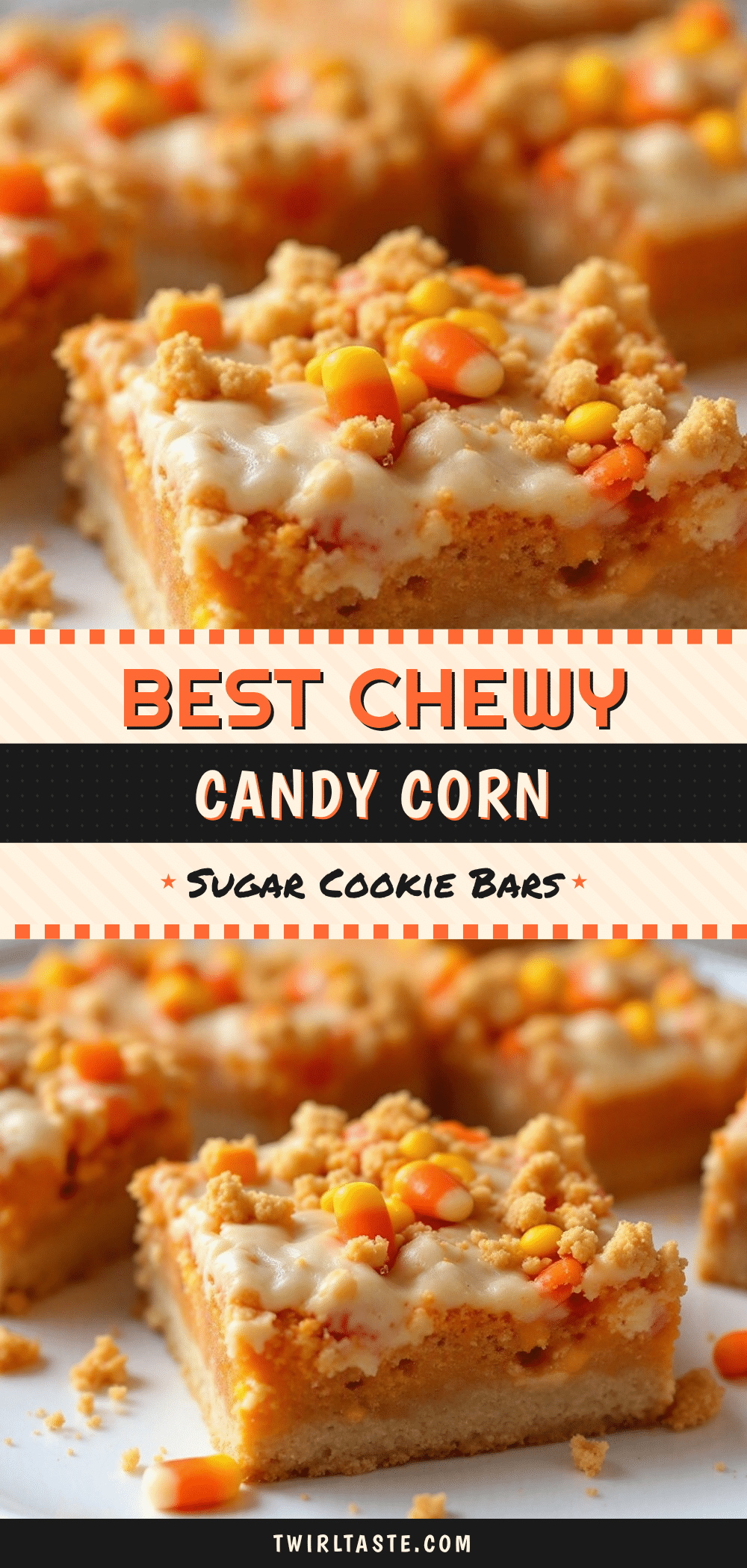 Candy Corn Sugar Cookie Bars recipe