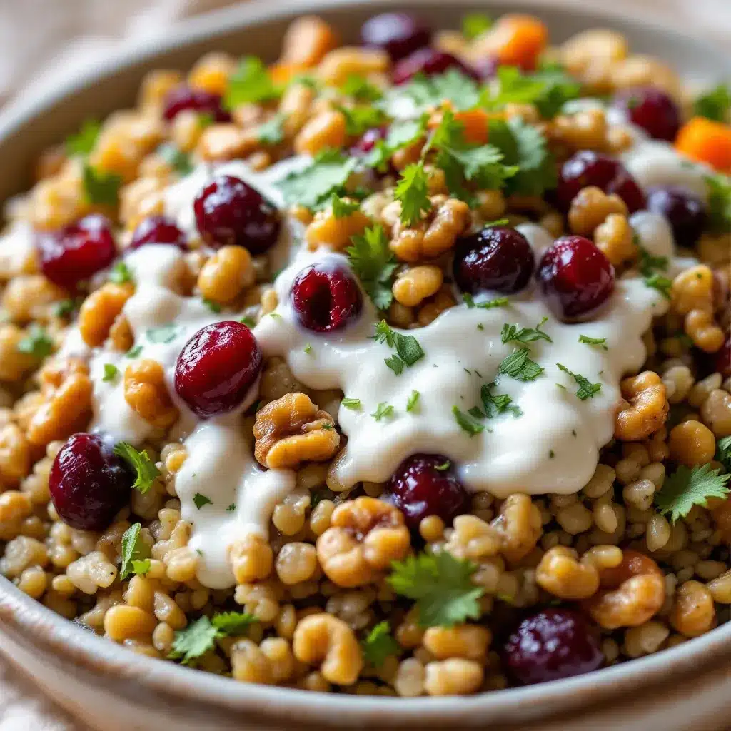 creamy cranberry walnut wild rice salad preparation steps