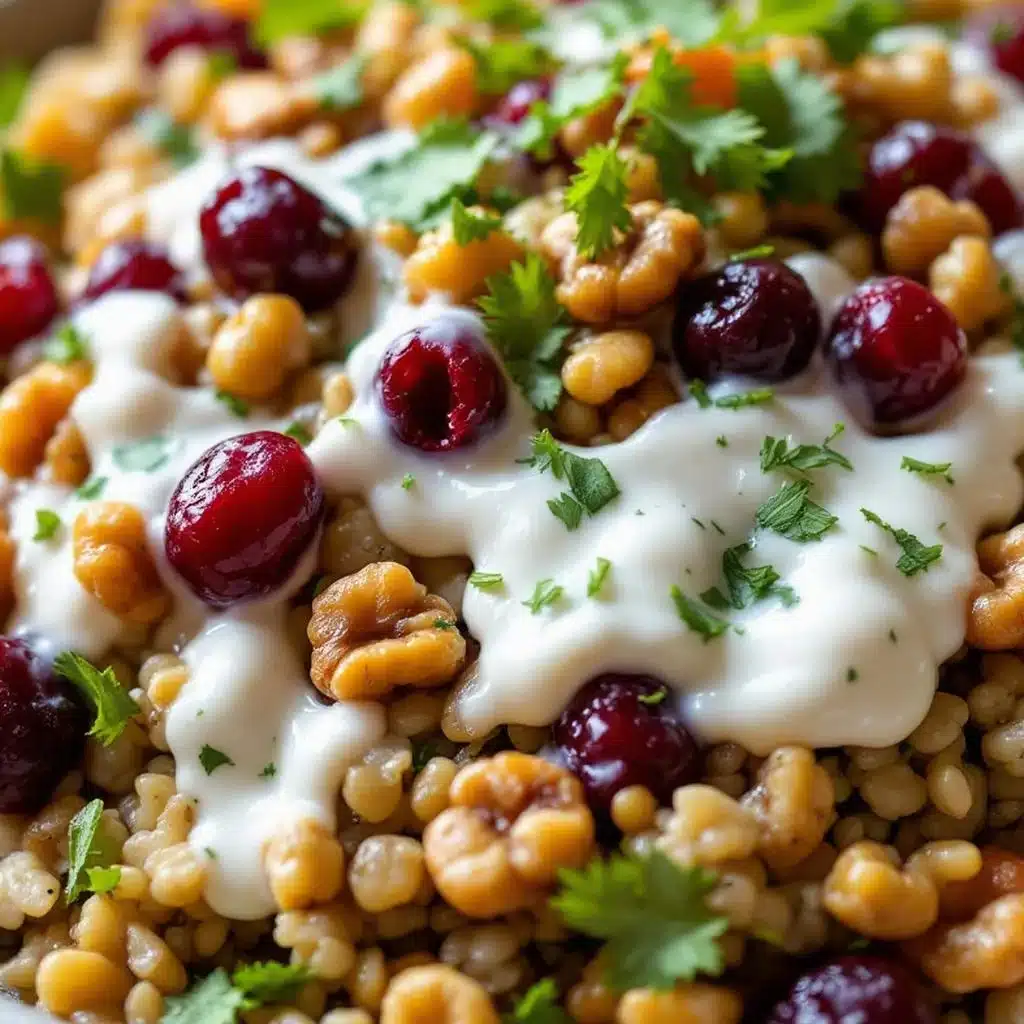 creamy cranberry walnut wild rice salad - featured image