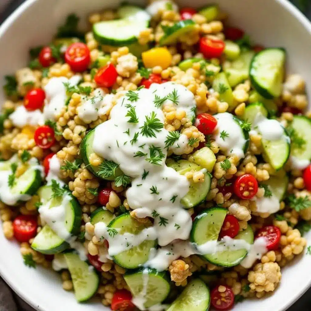 creamy cucumber salad with dill - featured image