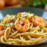 creamy garlic butter shrimp pasta - featured image