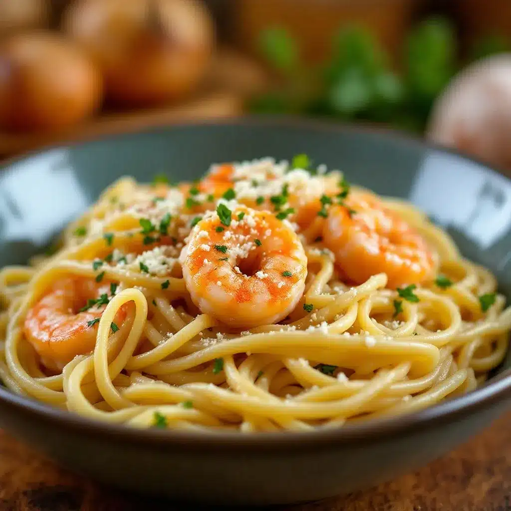 creamy garlic butter shrimp pasta preparation steps