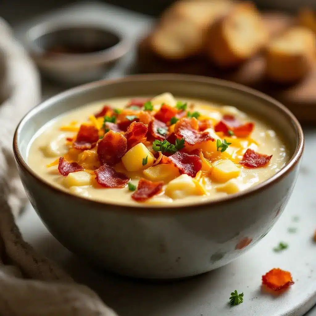creamy loaded baked potato soup with bacon preparation steps