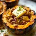 creamy roasted acorn squash with brown butter - featured image