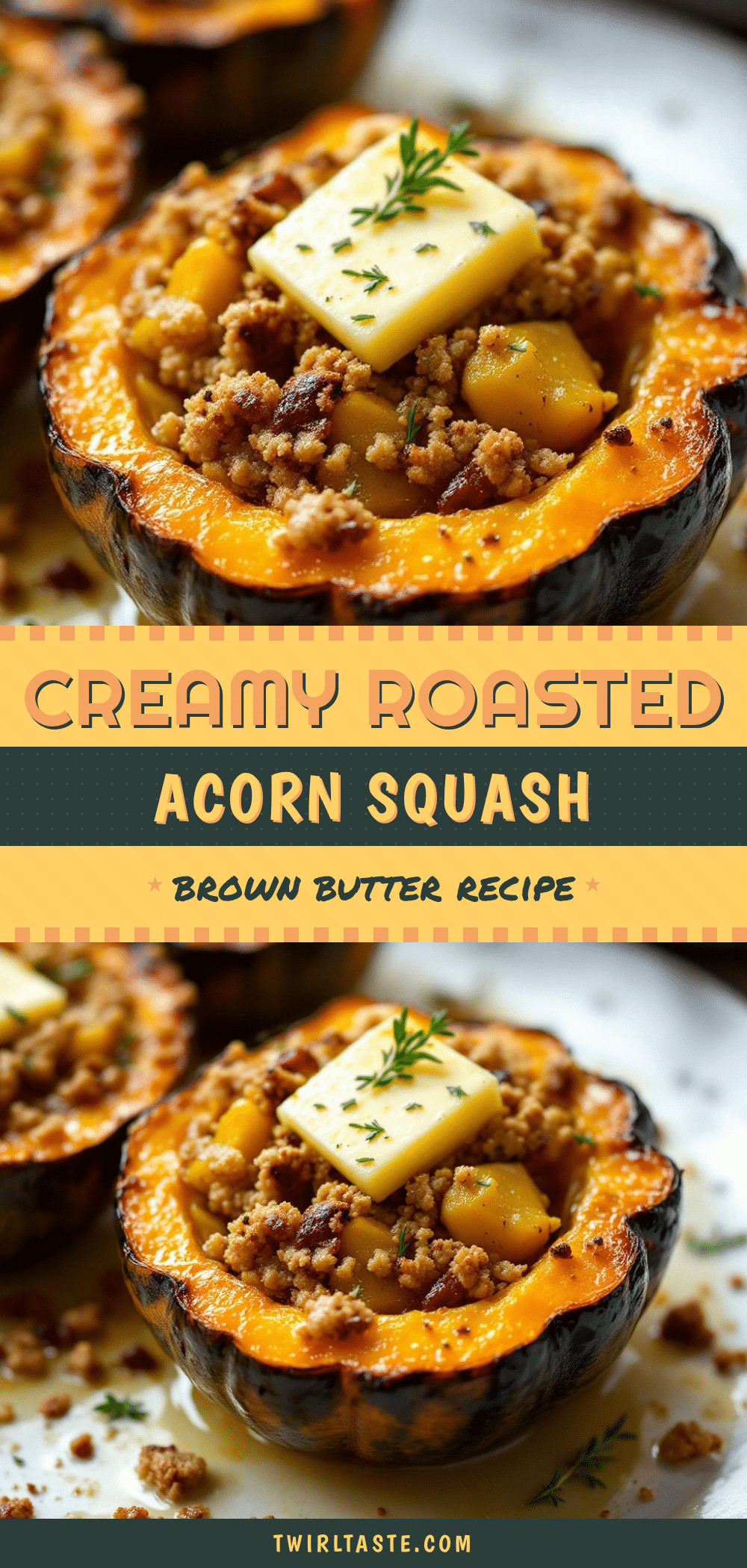creamy roasted acorn squash with brown butter recipe