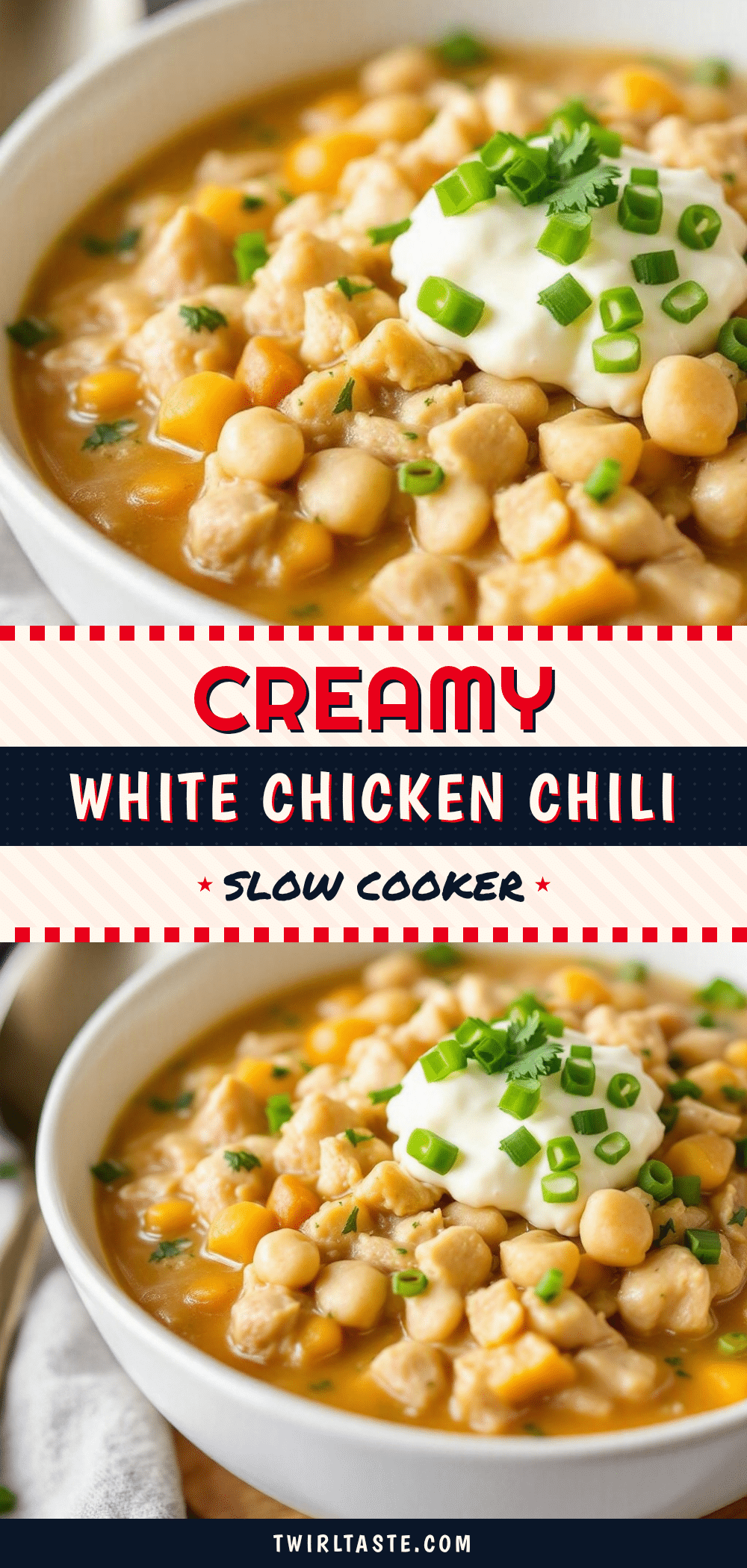creamy slow cooker white chicken chili recipe
