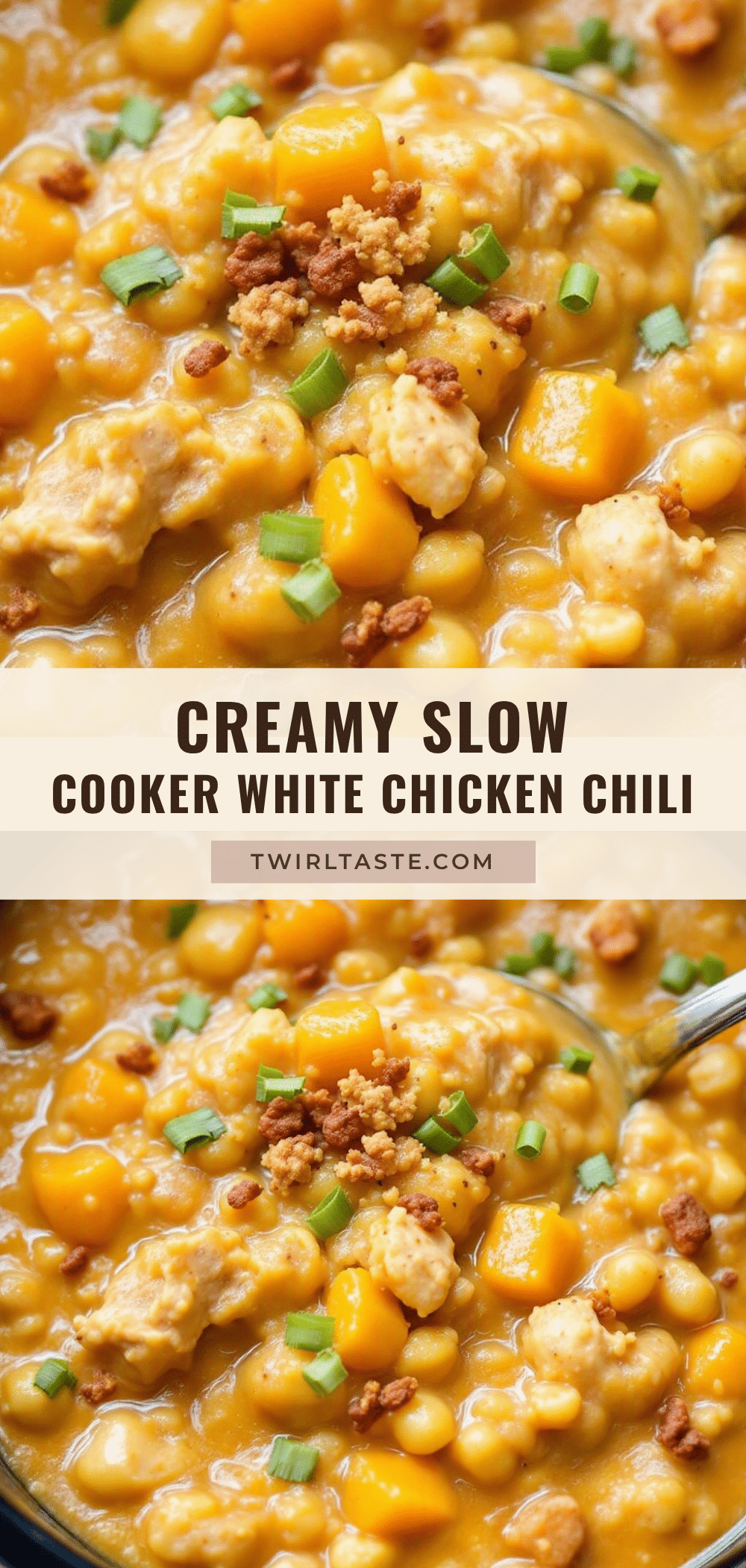 creamy slow cooker white chicken chili with pumpkin recipe