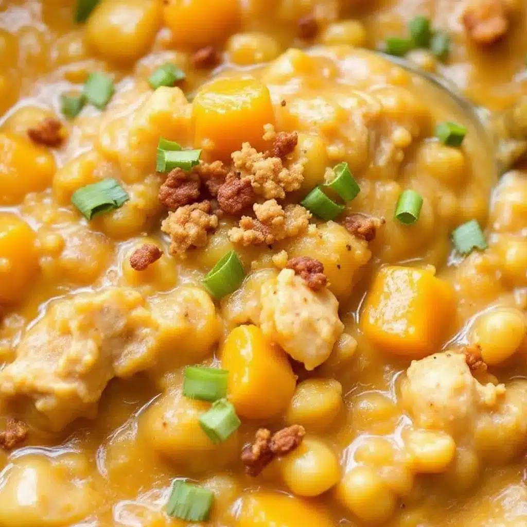 creamy slow cooker white chicken chili with pumpkin - featured image