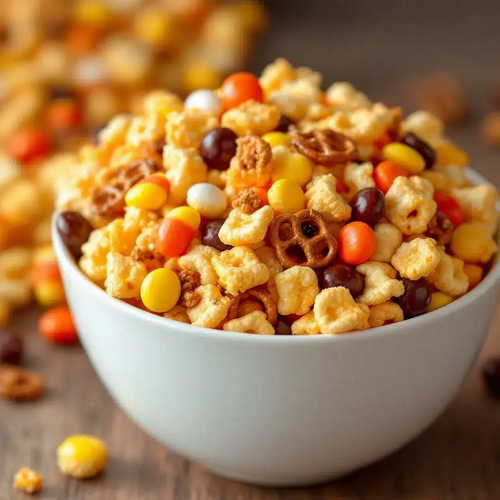 crispy candy corn chex mix preparation steps