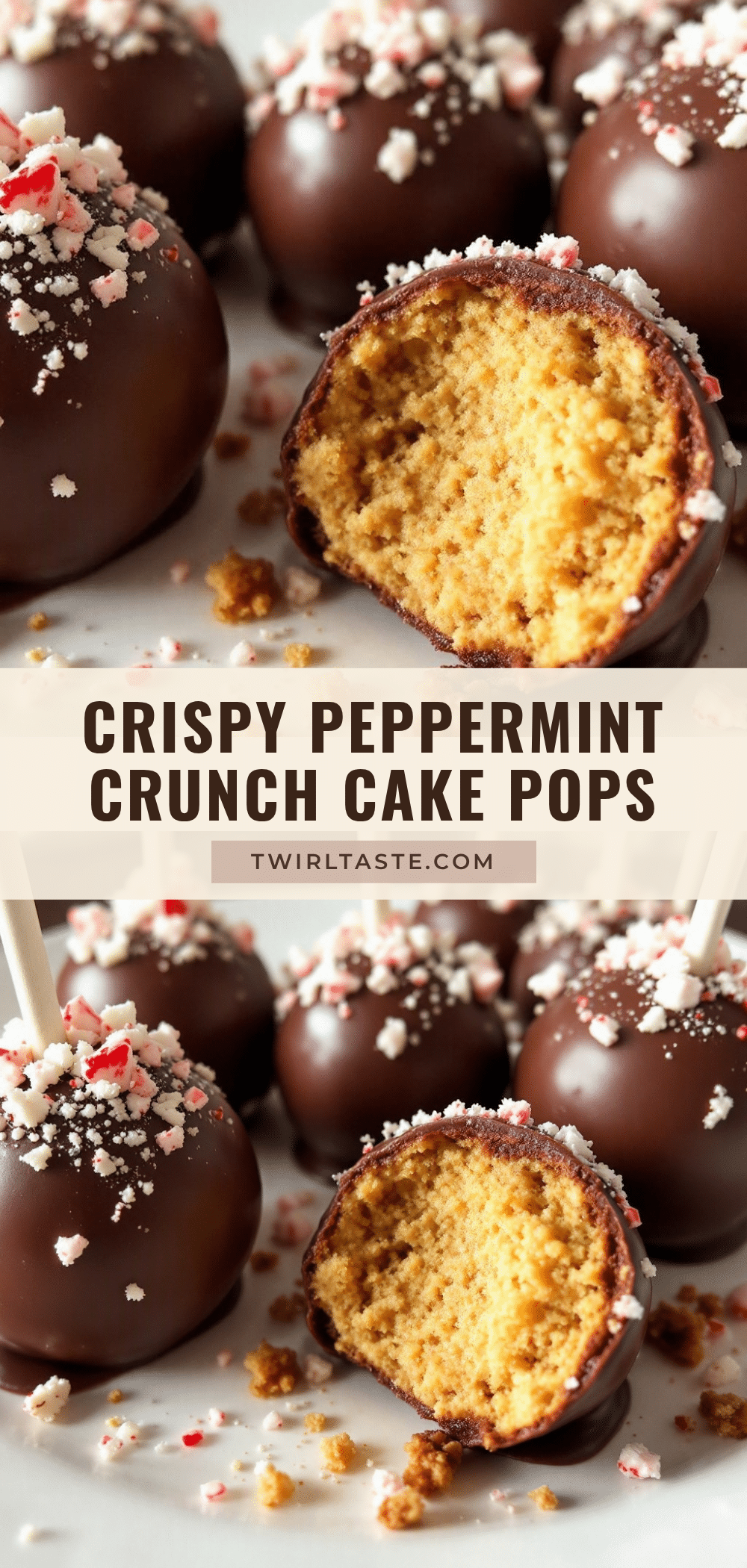 Crispy Christmas Cake Pops with Peppermint Crunch recipe