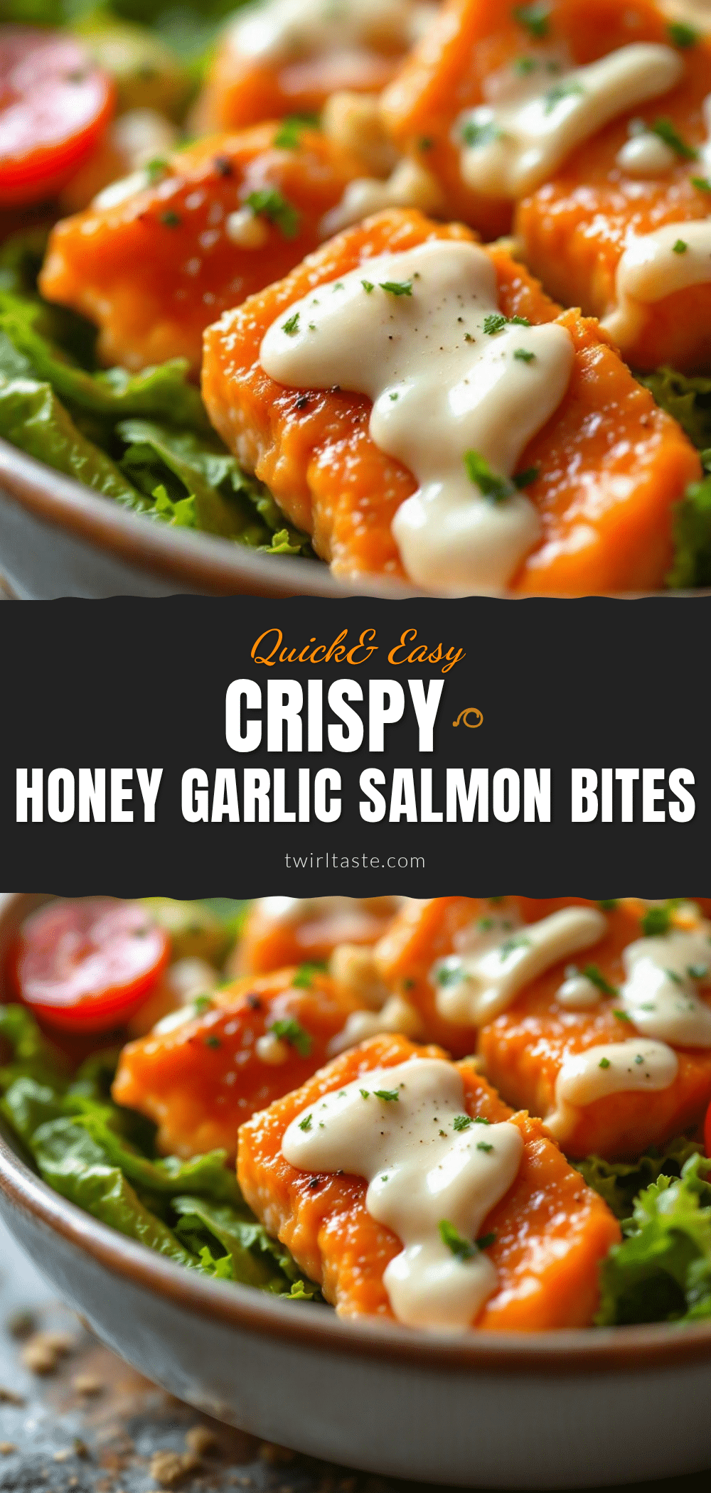 Crispy Honey Garlic Salmon Bites recipe