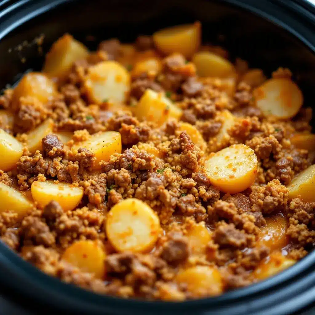 crockpot ground beef and potato casserole preparation steps