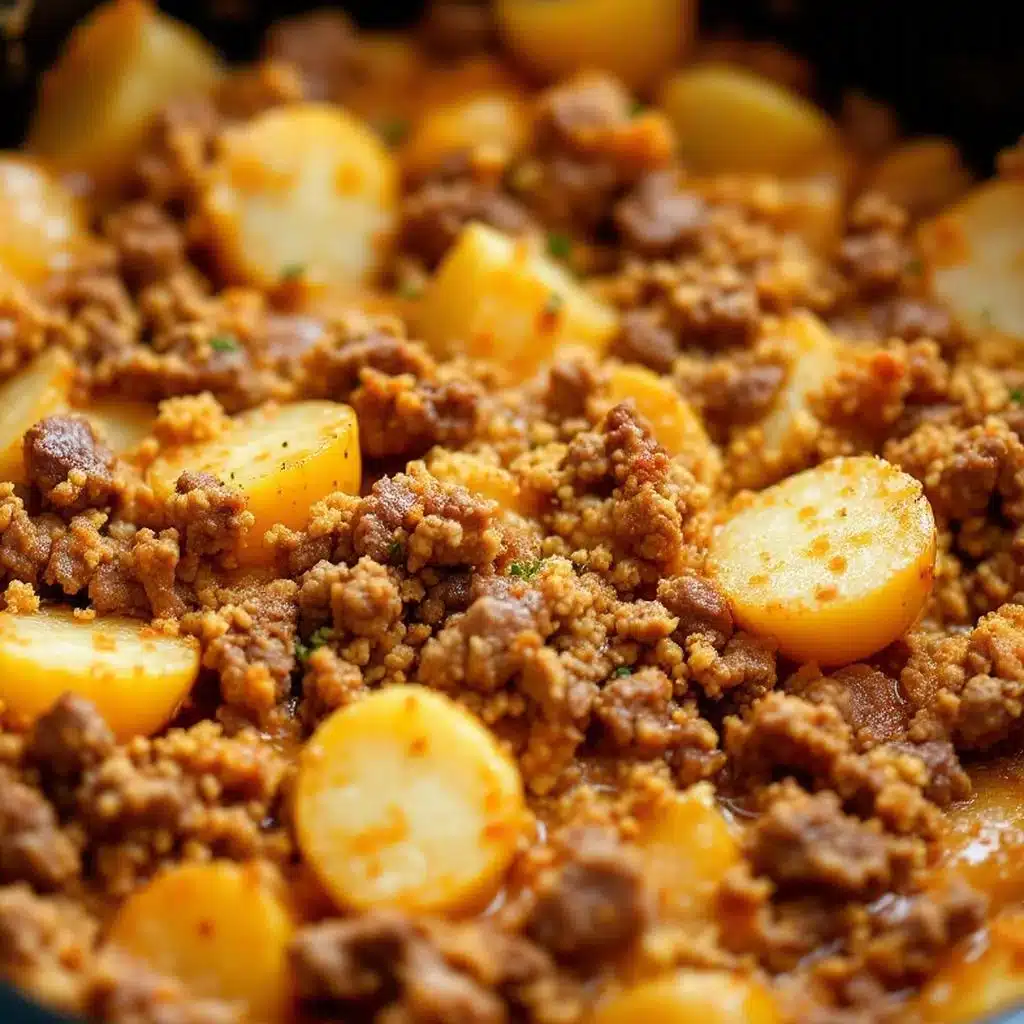 crockpot ground beef and potato casserole - featured image