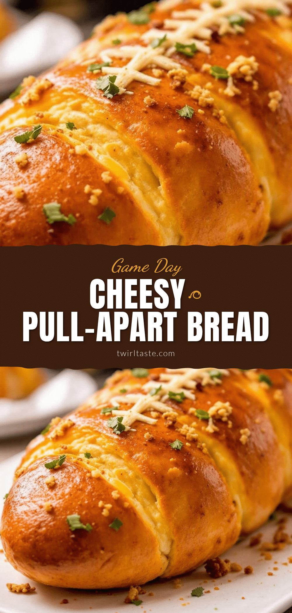 easy cheesy football pull-apart bread recipe