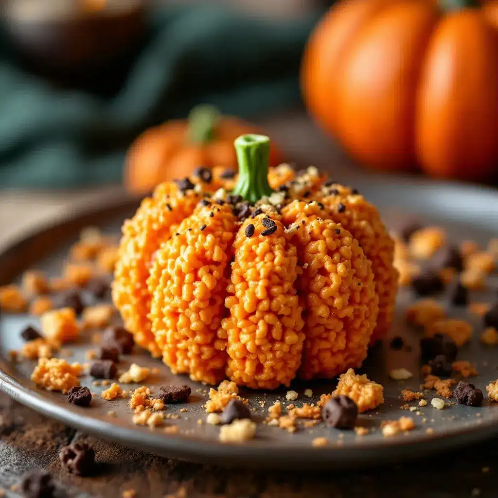 Easy Halloween Rice Krispie Treat Pumpkins preparation steps