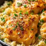 easy one-pan garlic butter chicken thighs with rice - featured image