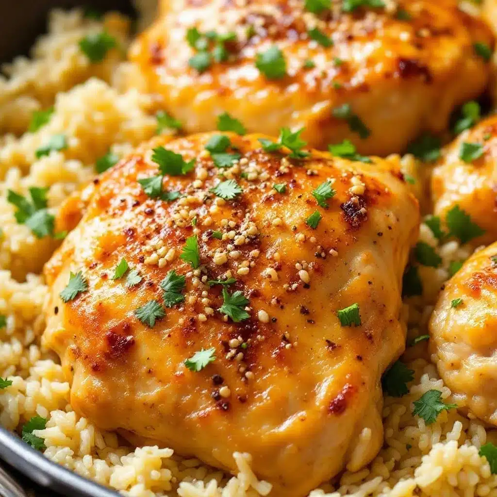 easy one-pan garlic butter chicken thighs with rice - featured image