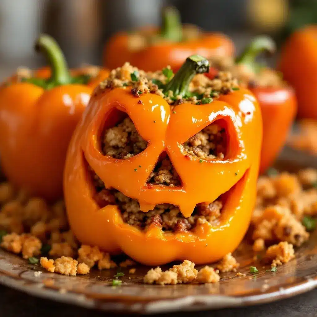 Jack-o-Lantern Stuffed Peppers preparation steps