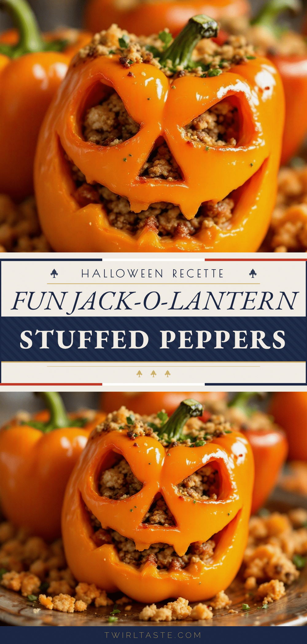 Jack-o-Lantern Stuffed Peppers recipe