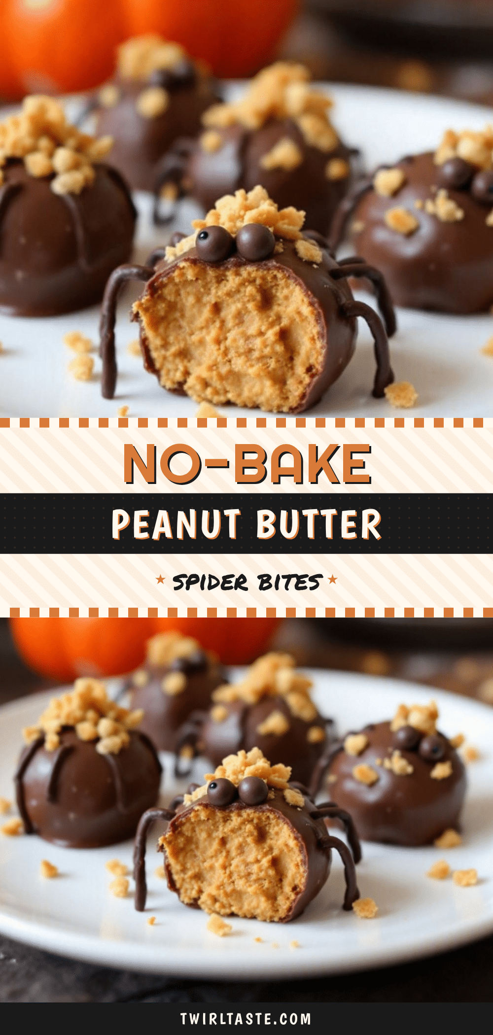No-Bake Peanut Butter Spider Bites recipe