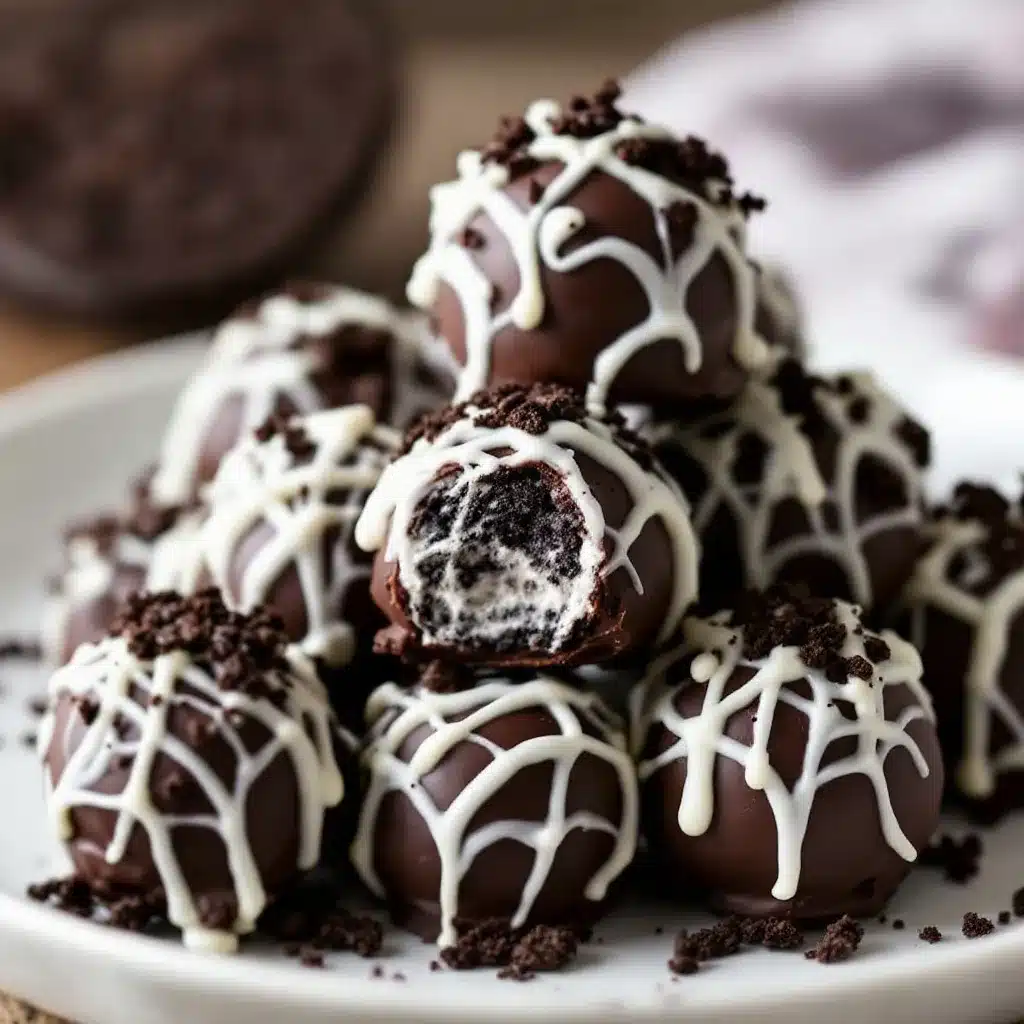 No-Bake Spider Web Oreo Truffles preparation steps