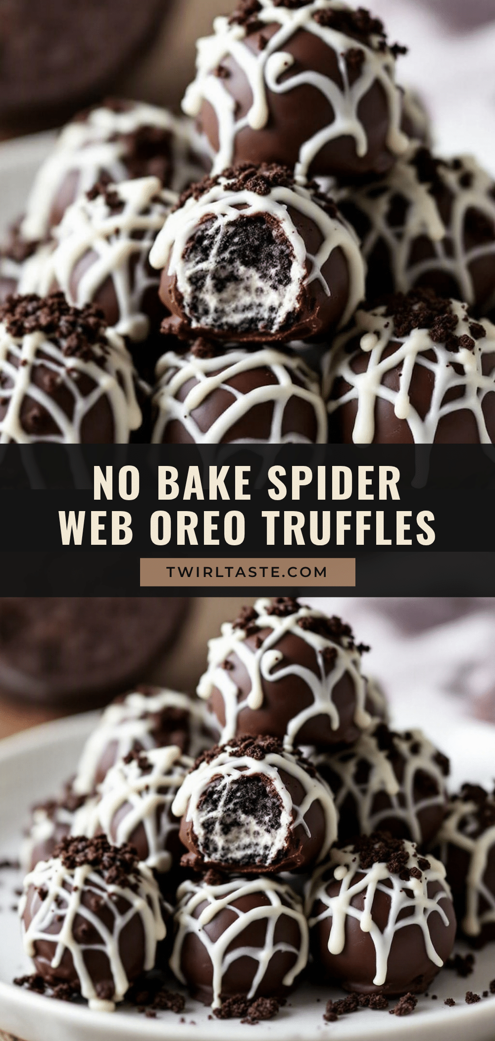 No-Bake Spider Web Oreo Truffles recipe