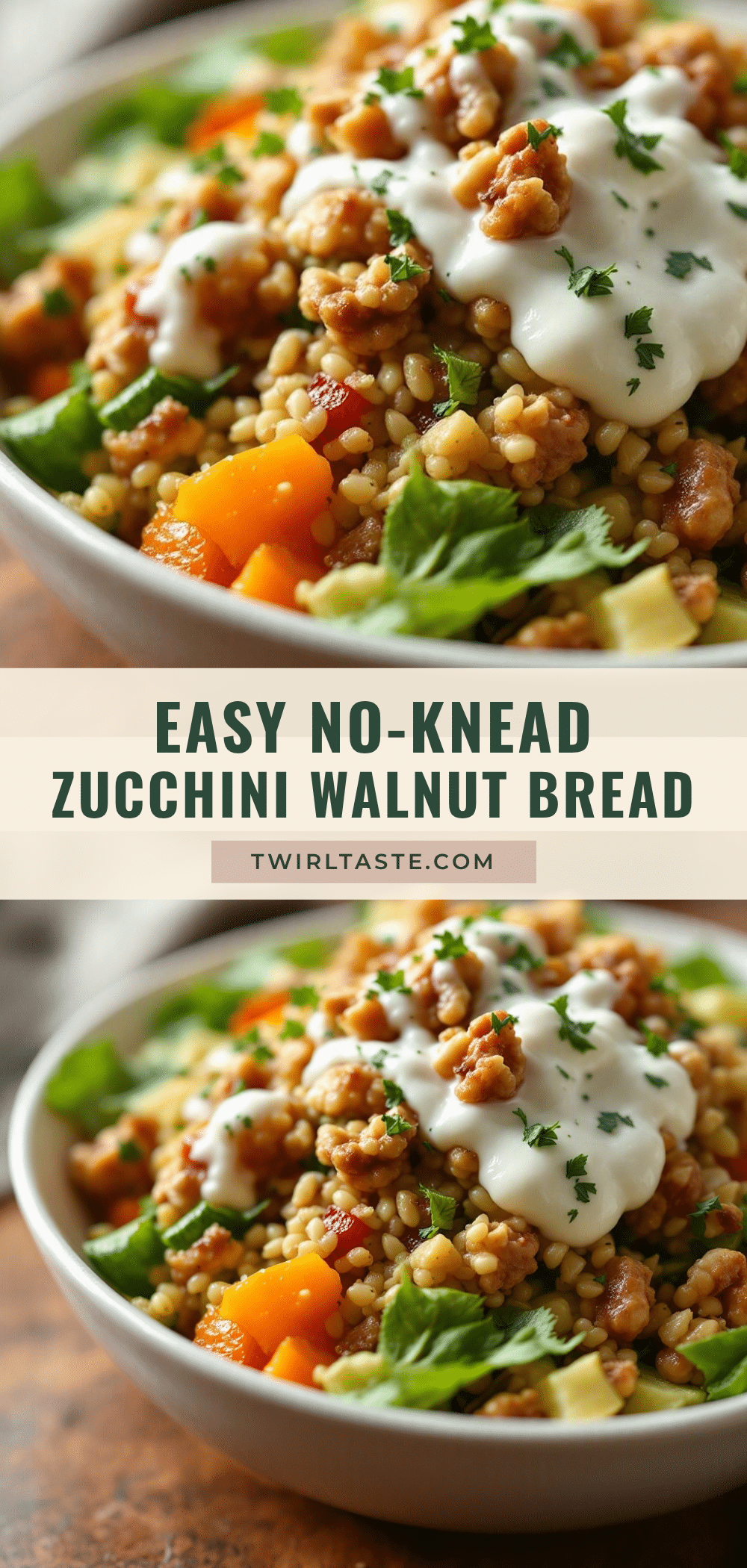 No-Knead Zucchini Walnut Bread recipe