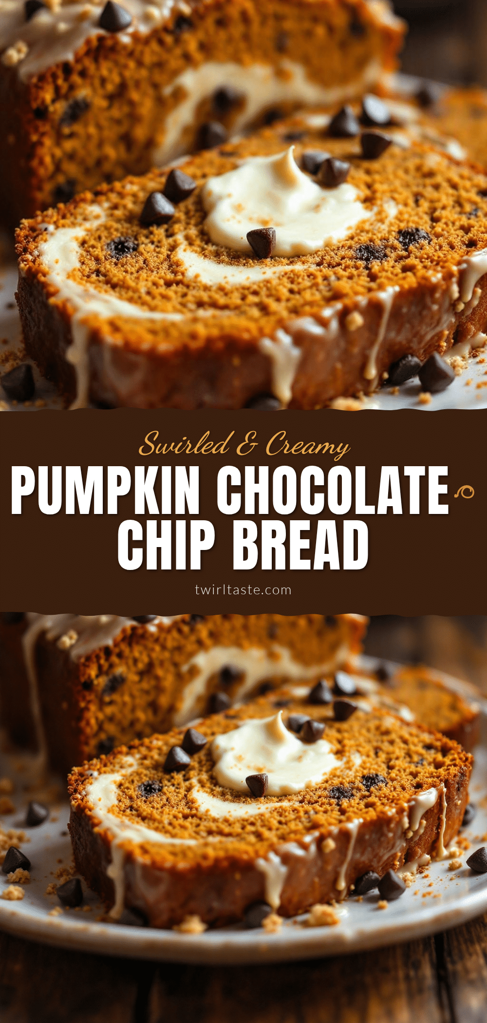 pumpkin chocolate chip bread with cream cheese swirl recipe