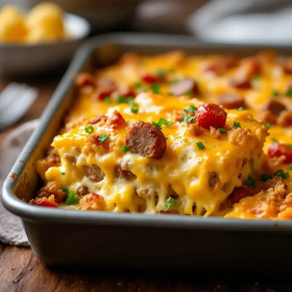 Sheet Pan Sausage Breakfast Casserole preparation steps