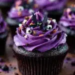spooky black velvet halloween cupcakes - featured image